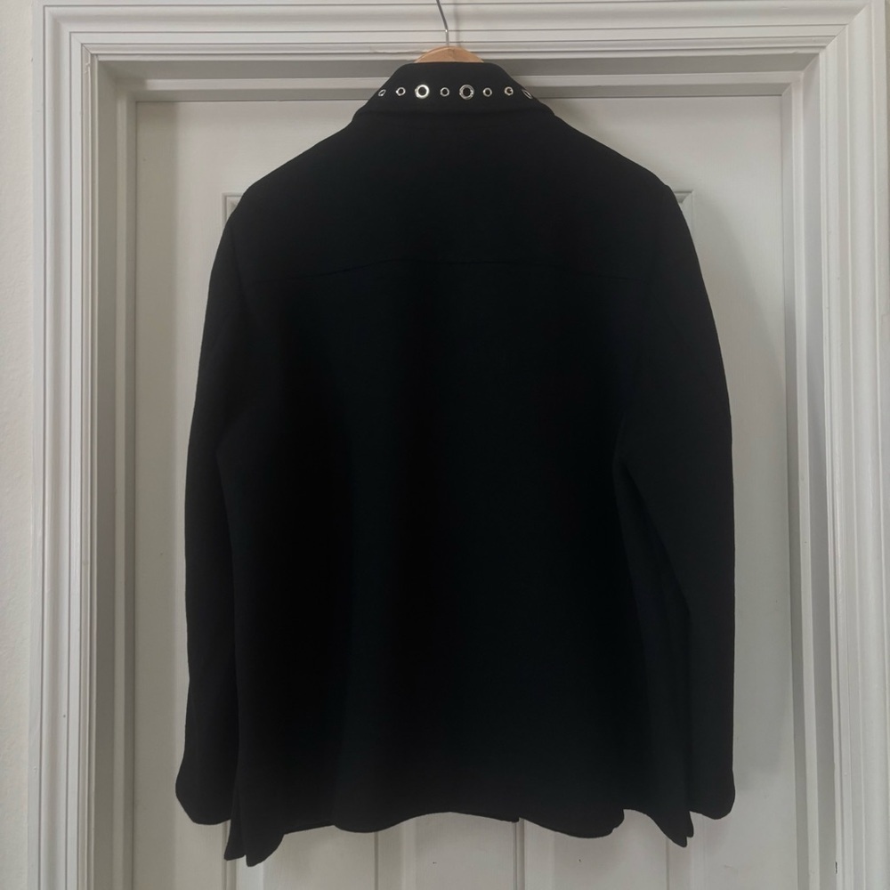 Chico’s Black Silver & Gold Embellished Wool Blend Car Coat Jacket Size 3 US 16 - Picture 6 of 16